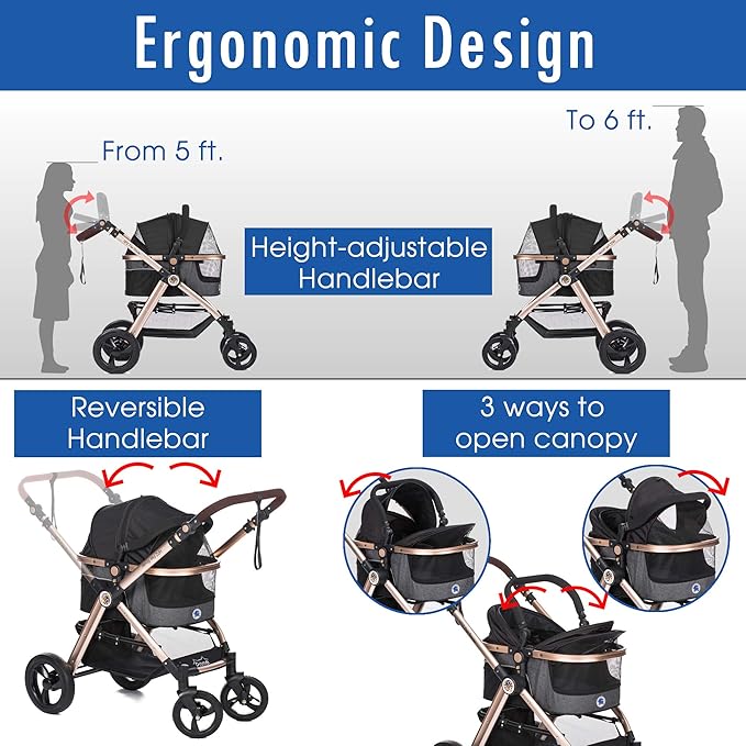 HPZ Pet Rover Prime 3-in-1 Luxury Dog/Cat Stroller