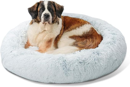 Best Friends by Sheri The Original Calming Donut Cat and Dog Bed in Shag Fur Frost 45"