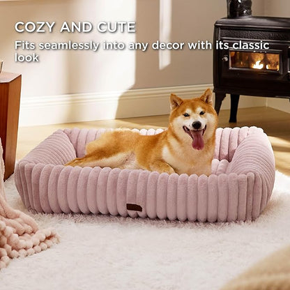 Bedsure Cute Dog Bed for Large Dogs 36x27x8inches, Blush