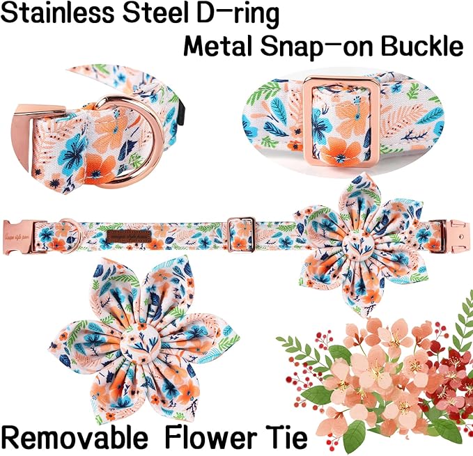 Unique Style Paws Cotton Dog Collar with Bow