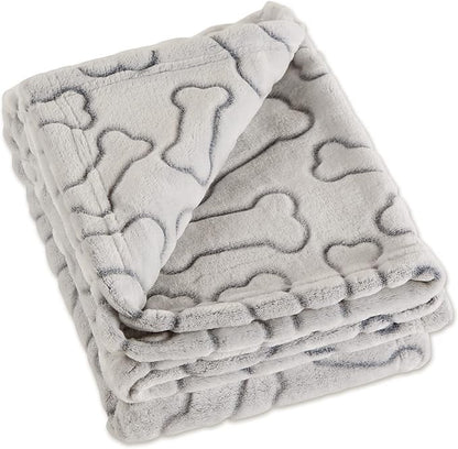 Bone Dry Embossed Bone Print Pet Blanket 36x48", Taupe