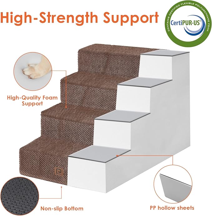 EHEYCIGA Dog Stairs for Bed 20”H 4-Step Extra