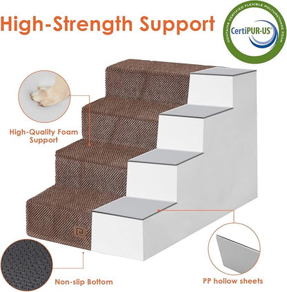 EHEYCIGA Dog Stairs for Bed 20”H 4-Step Extra