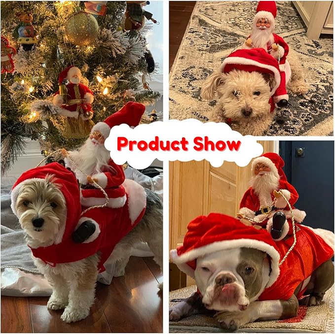 BWOGUE Santa Dog Costume Christmas Pet Clothes Santa Claus Riding Pet Cosplay Costumes Party Dressing up Dogs Cats Outfit for Small Medium Large Dogs Cats