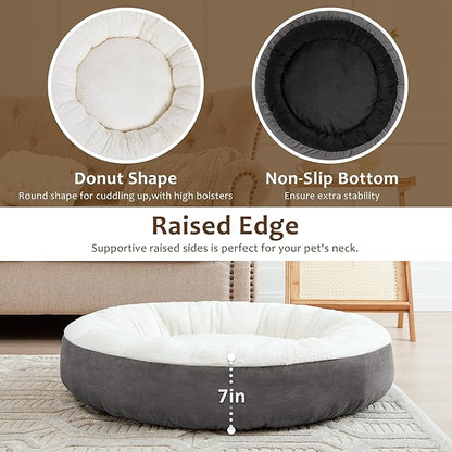 Love's cabin Round Donut Cat and Dog Cushion Bed 30in Pet