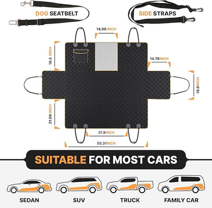 Dog Car Seat Cover for Back Seat with Mesh Window