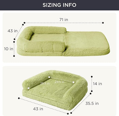 Bedsure Foldable Human Dog Bed for People Adults 2 in 1 Calming