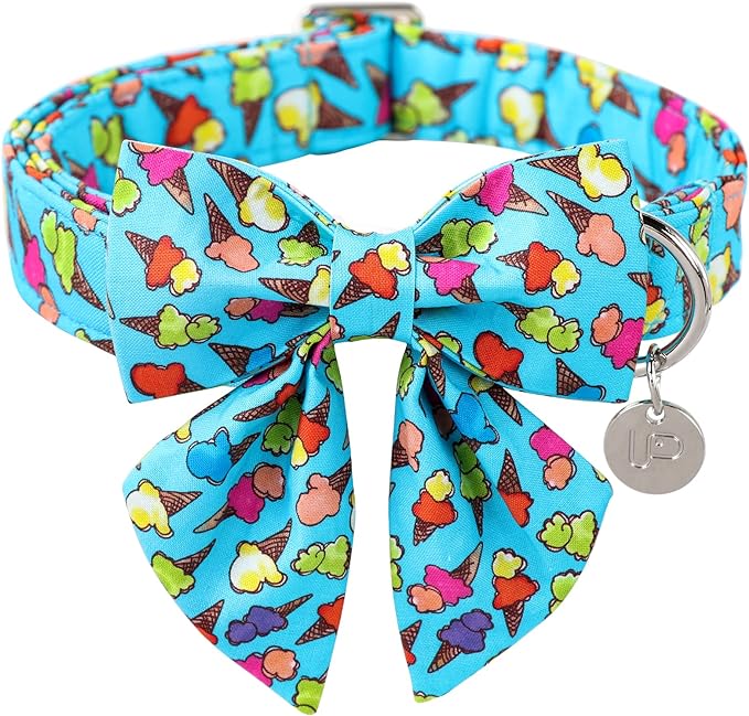 Summer Dog Collar with Bow Tie 8-12in