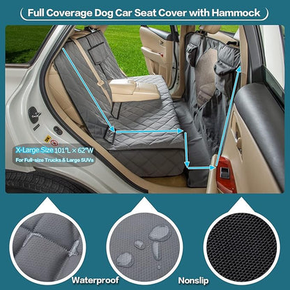 Car Seat Cover for Dogs All Covered Back Seat Cover with Mesh Window