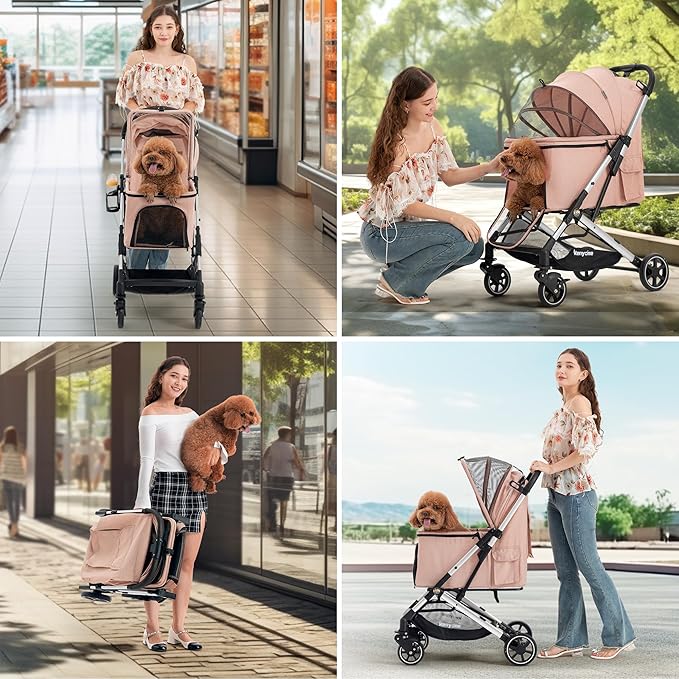 Kenyone Pet Stroller for Small to Medium Dogs Durable Cat Stroller with Lightweight Aluminum Frame