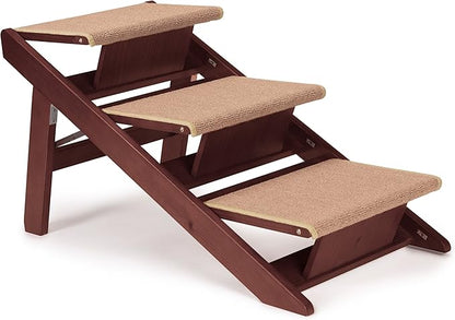 Pine Frame Dog RampSteps 3 Step,Brown