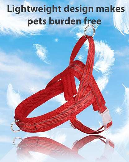 Red Small Dog Harness No Pull Dog Harness for Small Dogs Puppy Harness with Breathable Mesh Padded Adjustable Reflective Lightweight Escape Proof Dog Harness Small Sized Dog Easy Walk (Red, S)