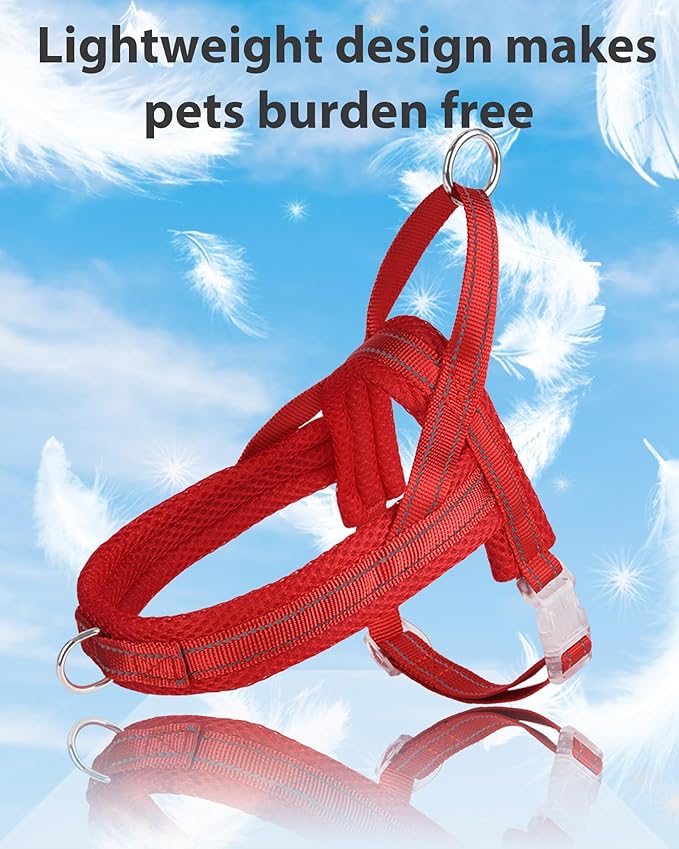 Red XS Dog Harness No Pull Dog Harness for Small Dogs Puppy Harness with Breathable Mesh Padded Adjustable Reflective Lightweight Escape Proof Dog Harness Small Sized Dog Easy Walk (Red, XS)