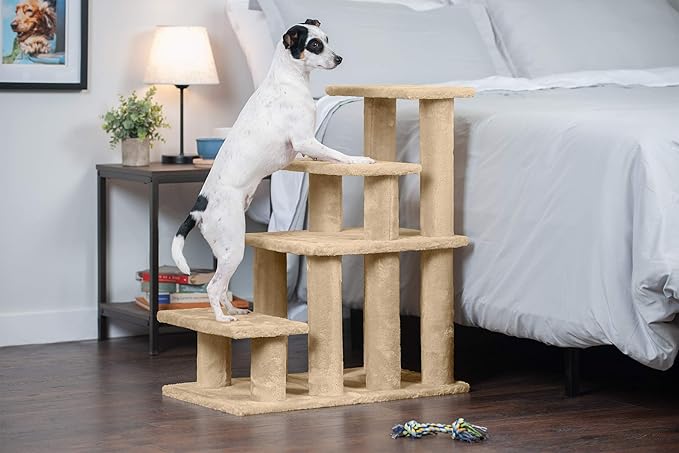 Furhaven Steady Paws Multi-Step Pet Stairs for High Beds & Sofas 4-Step