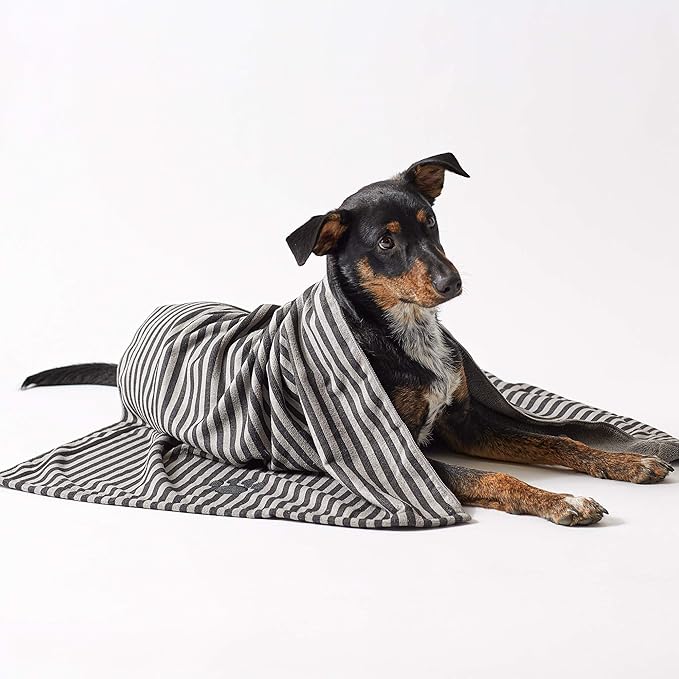 Bone Dry Pet Grooming Towel Collection Absorbent Microfiber X-Large 41x23.5", Striped