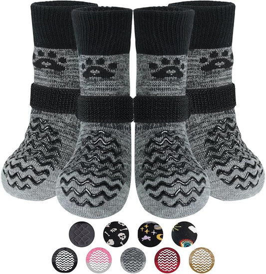 PUPTECK Anti Slip Dog Socks 2 Pairs with Double Grippers for Hardwood Floors