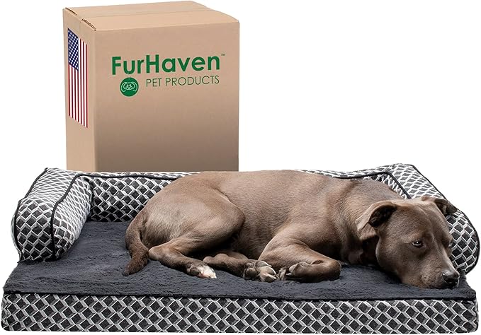 Furhaven Orthopedic Dog Bed for Large/Medium Dogs w/ Removable Bolsters & Washable Cover 55 lbs