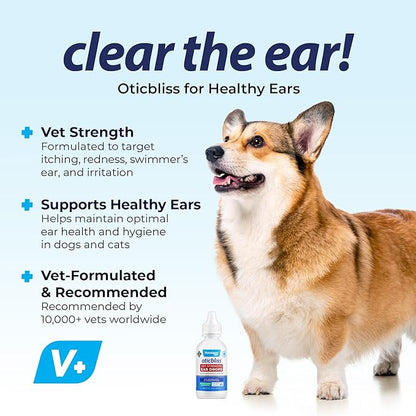 Vetnique Oticbliss Cat & Dog Ear Infection Treatment Drops 1% Hydrocortisone