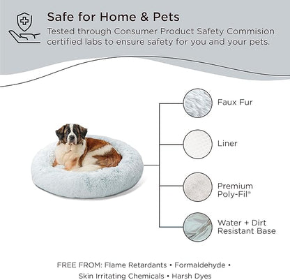 Best Friends by Sheri The Original Calming Donut Cat and Dog Bed in Shag Fur Frost 45"