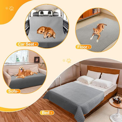 2 Pack Waterproof Dog Bed Cover Blanket Non Slip Couch Cover for Pets Medium Dog Cat Kids Children Sofa Furniture Protector(68"×82", Light Grey)