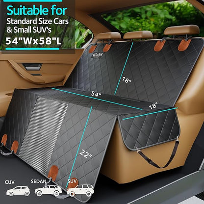 KULULU Dog Car Seat Cover for Back Seat 100% Waterproof (54" W 58" L))