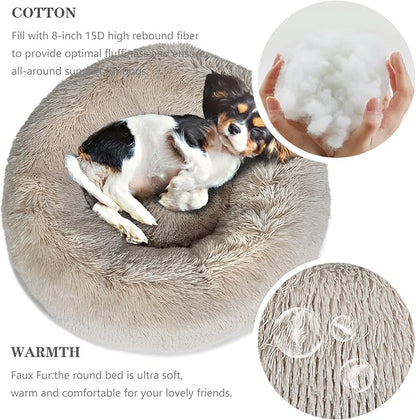 Small Dog Bed Calming Dogs Bed for Small Medium Large Dogs Anti-Anxiety Puppy Bed Machine Washable Warming Cozy Soft Pet Round Bed Fits up to 10-100 lbs (Medium (Pack of 1)