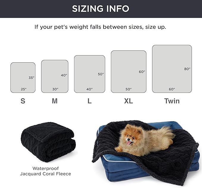 Bedsure Waterproof Dog Blankets for Large Dogs 60x80, Black