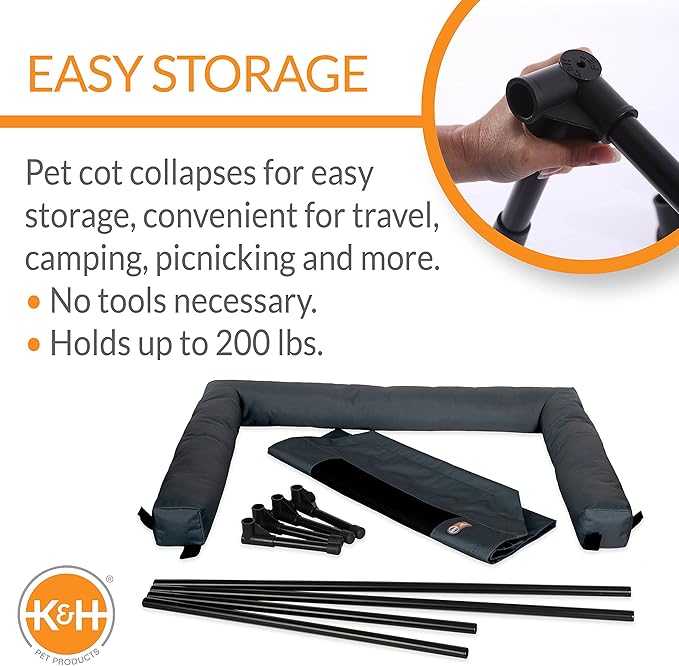 K&H Pet Products Bolster Dog Cot Cooling Indoor/Outdoor Elevated Dog Bed Hammock with Removable Bolsters 25" X 32"