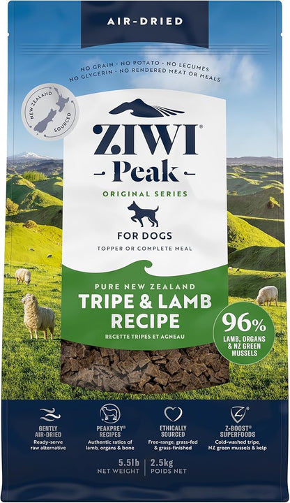 ZIWI Peak Air-Dried Dog Food – Tripe & Lamb - All Natural, High Protein, Grain Free, Limited Ingredient w/ Superfoods (88oz)