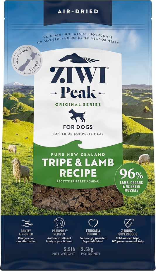 ZIWI Peak Air-Dried Dog Food – Tripe & Lamb - All Natural, High Protein, Grain Free, Limited Ingredient w/ Superfoods (88oz)