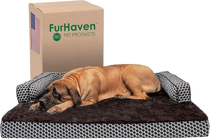 Furhaven Orthopedic Dog Bed for Large Dogs w/ Removable Bolsters & Washable Cover 125 lbs