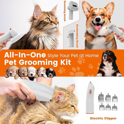 Dog Grooming Vacuum, Dog Grooming Kit with Pet Clippers, 12,000Pa Pet Hair Vacuum Pet Grooming Vacuum for Dogs, Dog Vacuum for Shedding Grooming, Low Noise Dog Shedding Brush Pet Vacuum, PG10