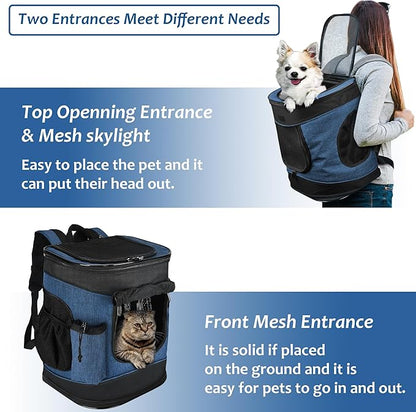 Kritter Planet Pet Carrier Backpack for Dogs and Cats, Breathable Pet Backpack with 2 Mesh Window,Portable Pet Carrier for Camping