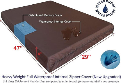 Dogbed4less Extra Large Orthopedic Waterproof Memory Foam Dog Bed with Durable Denim Cover for Large Dogs and Extra Pet Bed Cover 47X29X4 Fits 48X30 Crate
