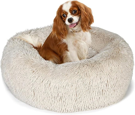 Small Dog Bed Calming Dogs Bed for Small Medium Large Dogs Anti-Anxiety Puppy Bed Machine Washable Warming Cozy Soft Pet Round Bed Fits up to 10-100 lbs (Medium (Pack of 1)