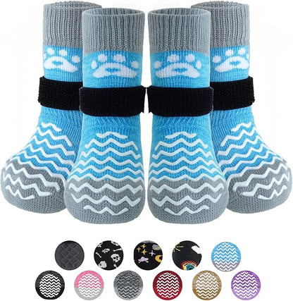 PUPTECK Anti Slip Dog Socks 2 Pairs with Double Grippers for Hardwood Floors