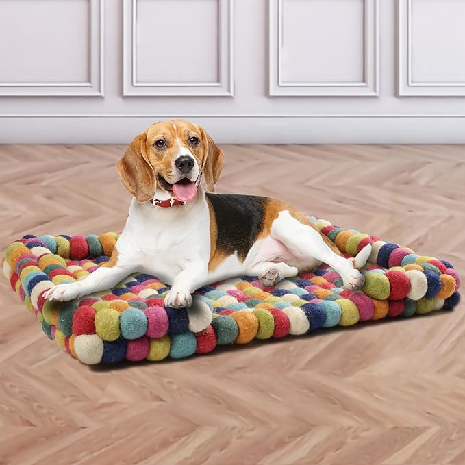 Felt Ball Dog Bed Fabric Pet Beds Luxury Cat Dog Bed Wool Bed for Cats Kittens
