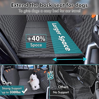 Back Seat Extender for Dogs-Supports 400lb Bottom-Detachable,600D Heavy