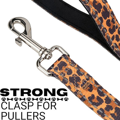 EcoBark Dog Leash - Soft & Reflective Comfort Leash with Padded Handle - Strong Durable Heavy Duty - Training and Pulling for Small, Medium or Large Dogs (Cheetah)