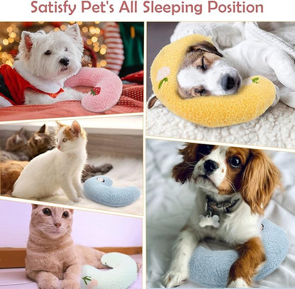 Dog Pillow Bed, Cat Calming Pillow, Dog Neck Pillow for Joint Relief Sleeping, Ultra Soft Half Donut Cuddler, Pillow Pet for Upper Spine Support, Doggy/Kitten Pillow Training Toy, 3Pack