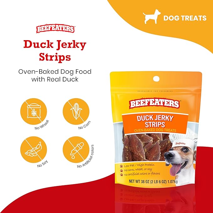 Beefeaters Duck Jerky Strip Treats for Dogs | 38 oz