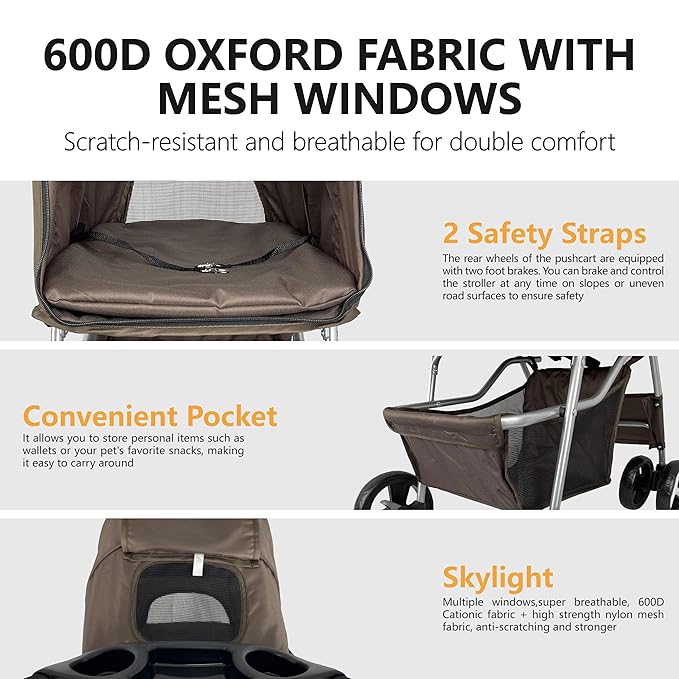 Small Dog Stroller 33lbs (Coffee)