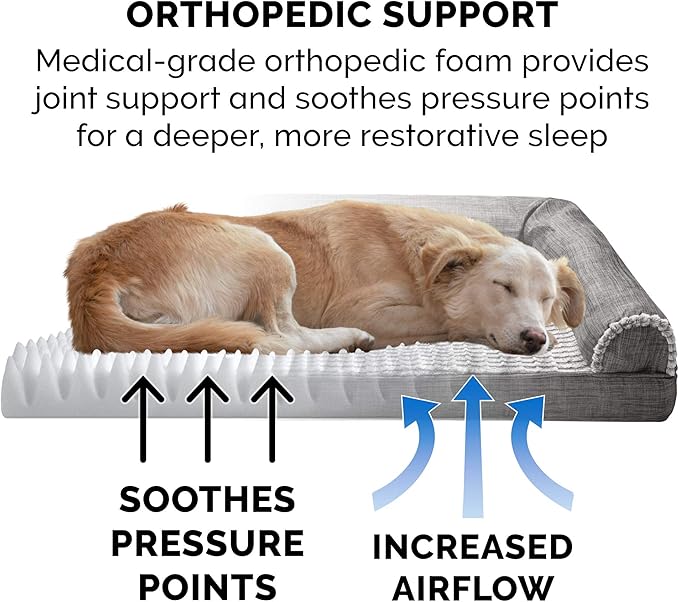 Furhaven Orthopedic Dog Bed for Large Dogs w/ Removable Bolsters & Washable Cover 95 lbs