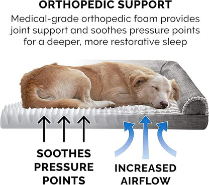 Furhaven Orthopedic Dog Bed for Large Dogs w/ Removable Bolsters & Washable Cover 95 lbs
