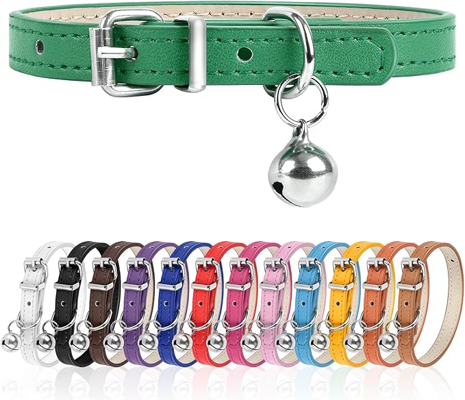 S Dog Collar for Small Dogs Adjustable Dog Collars Cat Collar for Small Medium Large Dogs 3/8 inch Width (Green