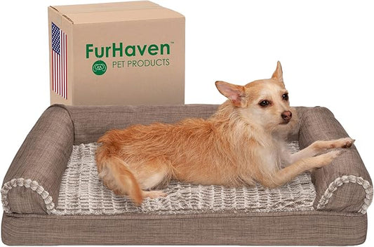 Furhaven Orthopedic Dog Bed for Medium/Small Dogs w/ Removable Bolsters & Washable Cover 35 lbs
