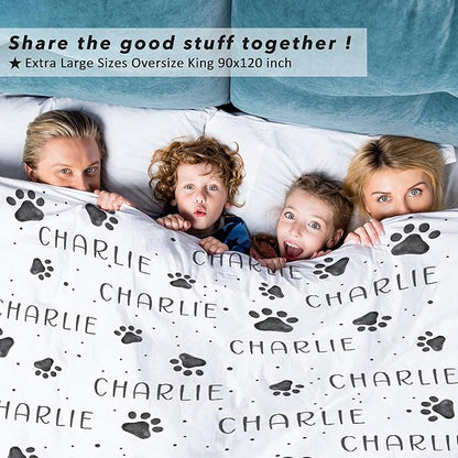 Personalized Dog Blankets Dog Paw Print Blanket Puppy Blanket 50"x40" for