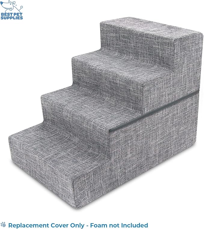 Best Pet Supplies Foldable Pet Stairs Cover for Foam Dog Ramps 4-Step