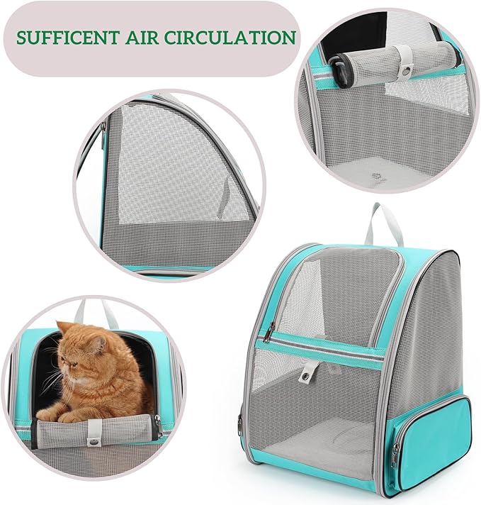 LOLLIMEOW Pet Carrier Backpack for Dogs and Cats,Puppies,Fully Ventilated Mesh,Airline Approved,Designed for Travel, Hiking, Walking & Outdoor Use (Mesh Green-M)