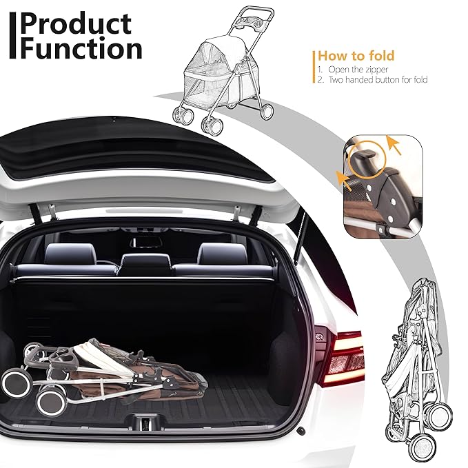 Puppy Small Dog Stroller 33lbs (Coffee)